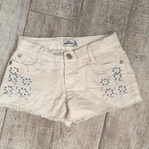Jordache Kids Cream Floral Embroidered Shorts